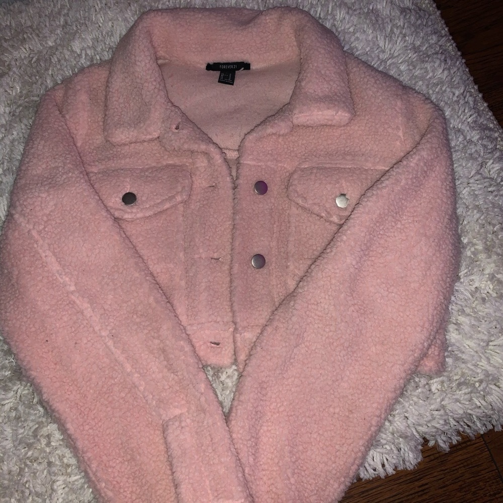 Pink Teddy Fur Cropped Jacket